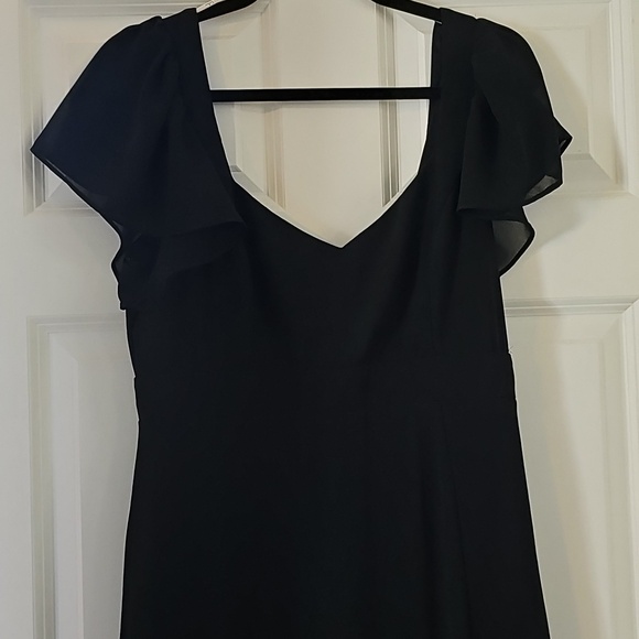 Lulu's Black Flutter-Sleeve V-Neck Dress - Picture 4 of 7